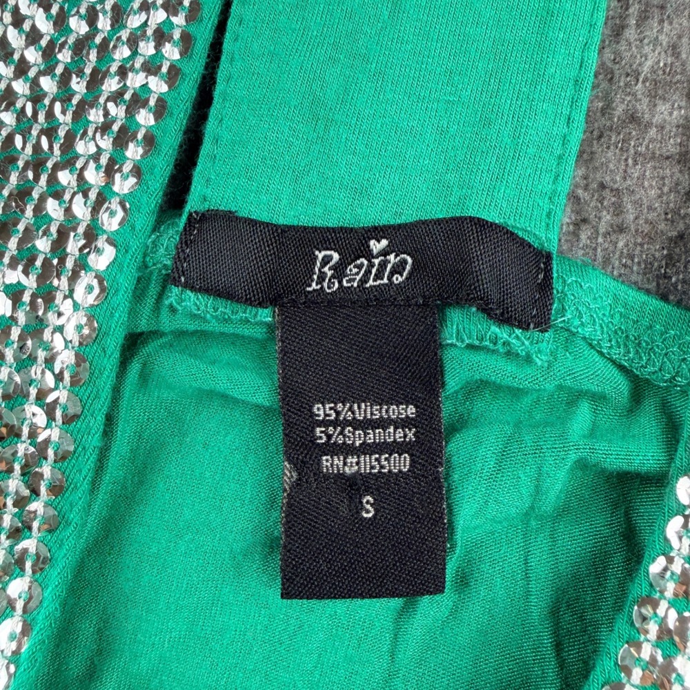 Rain Women's S Small Green Sequin Embellished Racerback‎ Tank Top - Picture 3 of 6